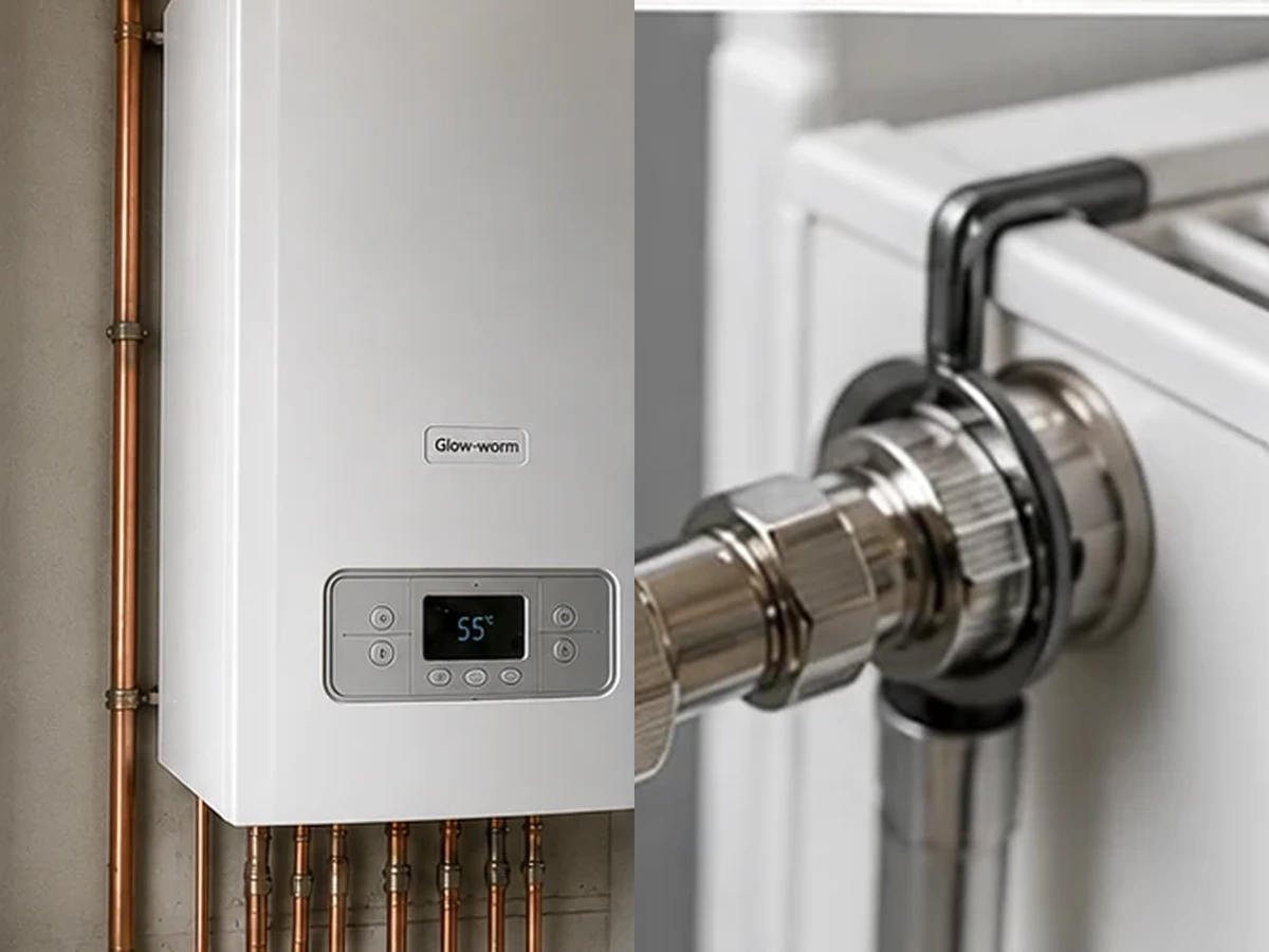 Boiler and radiator heating installation